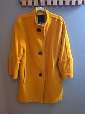 Talbots Golden Mustard Stand-Collar Pea Coat